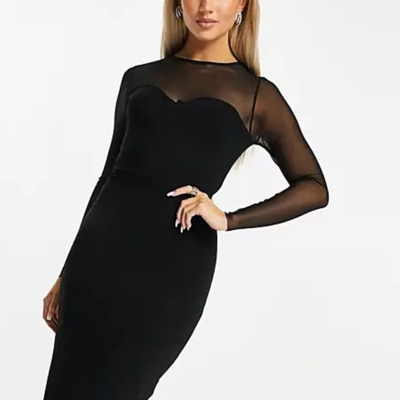 Tall Midi Mesh Dress with Sweetheart Neckline - Picture 1 of 4